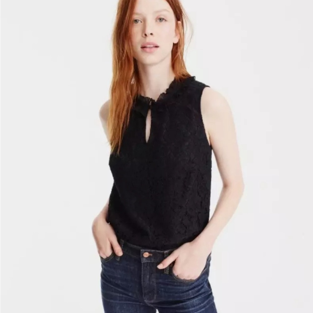 Jcrew lined lace blouse, ruffled collar. Petite XS, NWT